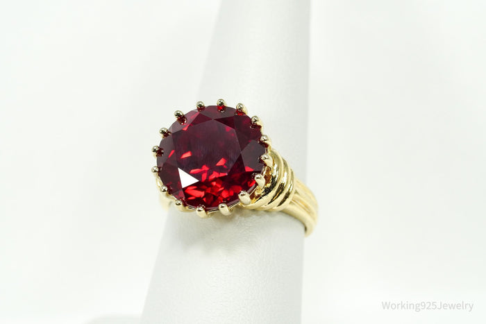 Ross Simons Large Ruby 18K Yellow Gold Over Sterling Silver Ring - Size 8