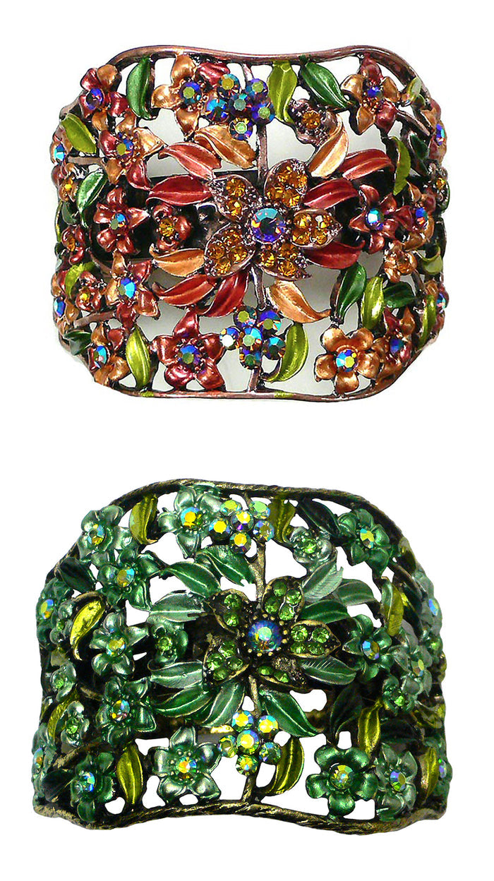Set of 2 Bella Crystal Flower Hair Holder Barrette for High, Low Ponytail  #YY86900-5-2