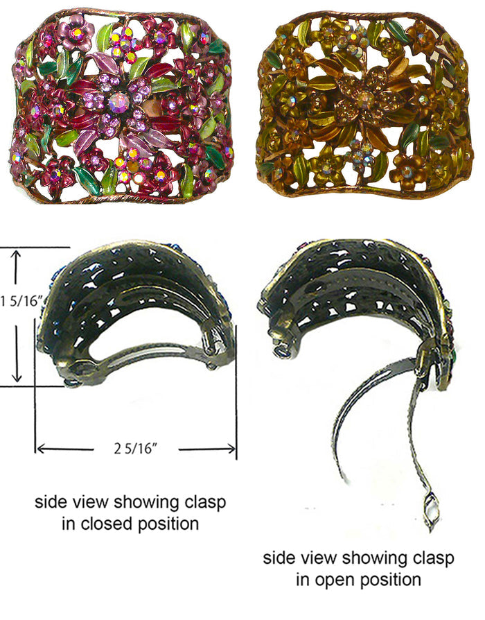Set of 2 Bella Crystal Flower Hair Holder Barrette for High, Low Ponytail  #YY86900-5-2