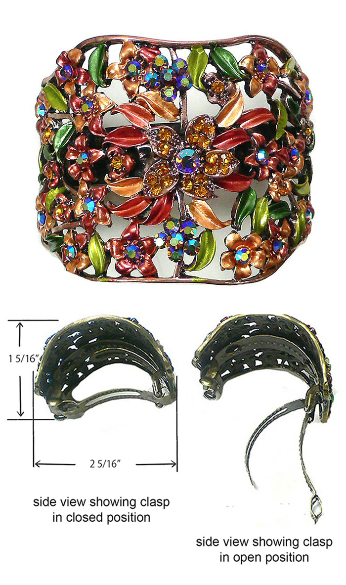 Set of 2 Bella Crystal Flower Hair Holder Barrette for High, Low Ponytail  #YY86900-5-2