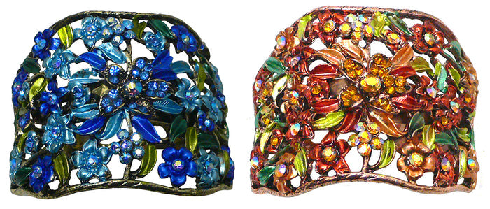 Set of 2 Bella Crystal Flower Hair Holder Barrette for High, Low Ponytail  #YY86900-5-2