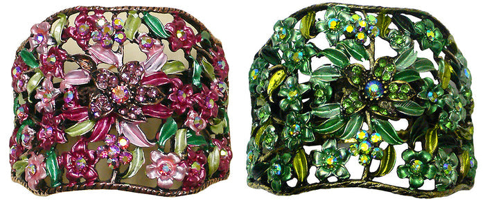 Set of 2 Bella Crystal Flower Hair Holder Barrette for High, Low Ponytail  #YY86900-5-2