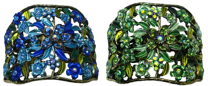 Set of 2 Bella Crystal Flower Hair Holder Barrette for High, Low Ponytail  #YY86900-5-2
