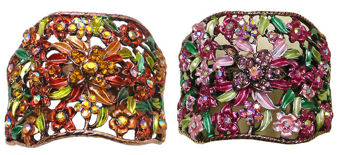 Set of 2 Bella Crystal Flower Hair Holder Barrette for High, Low Ponytail  #YY86900-5-2