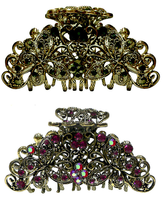 Set of 2 Butterfly Hair Claws Metal Jaw Claw Clips RW86410-6132-2