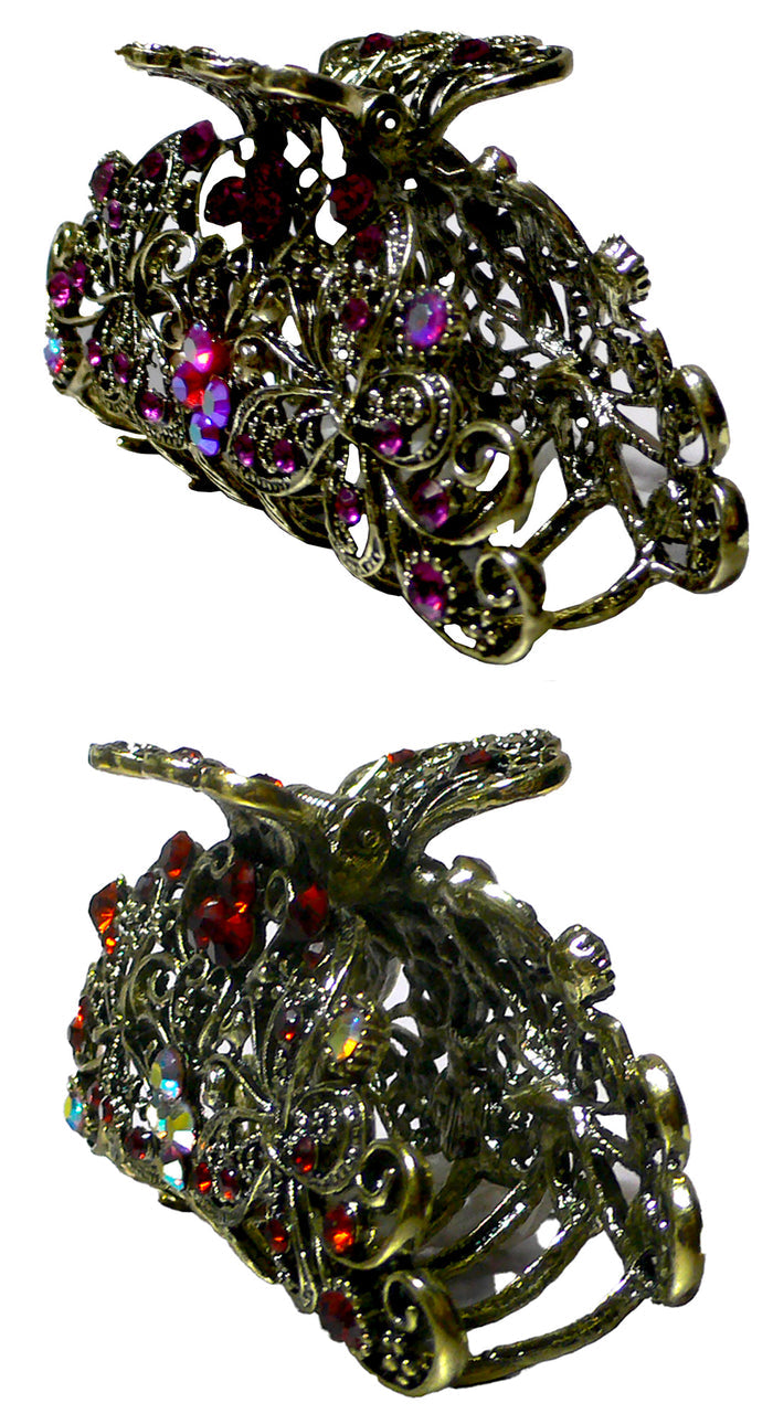 Set of 2 Butterfly Hair Claws Metal Jaw Claw Clips RW86410-6132-2