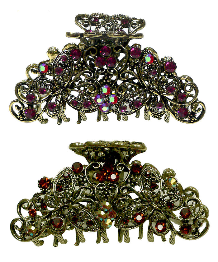 Set of 2 Butterfly Hair Claws Metal Jaw Claw Clips RW86410-6132-2