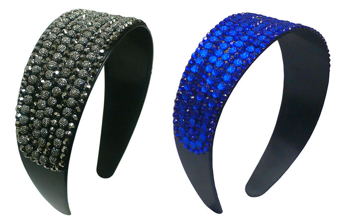 Set of 2 Wide Band Plastic Bling Bling Headband 2" Wide at Center NI86012-24611-2