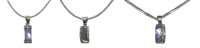 Set of 3 1 Ea 3 Styles, Necklace Chain/Pendant Small Mother of Pearl Tablet Pendants Ar85800
