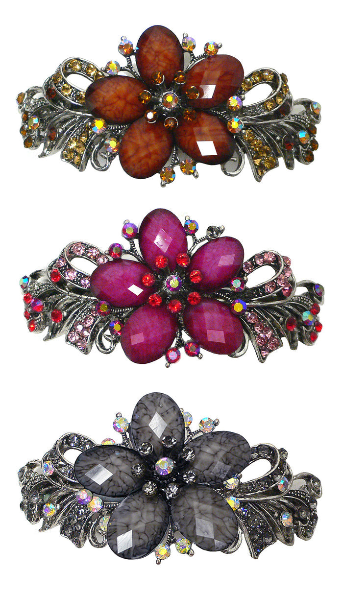 Set of 3 Bella Large Barrettes Thick Hair Hairclips U86012-0052-3