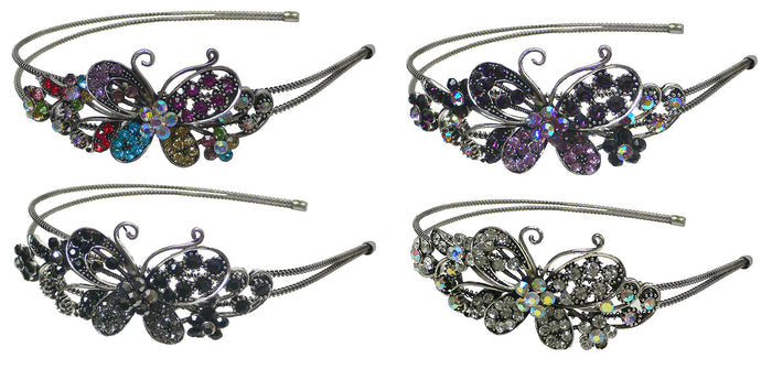 Set of 4 / multi jet lavender crystal