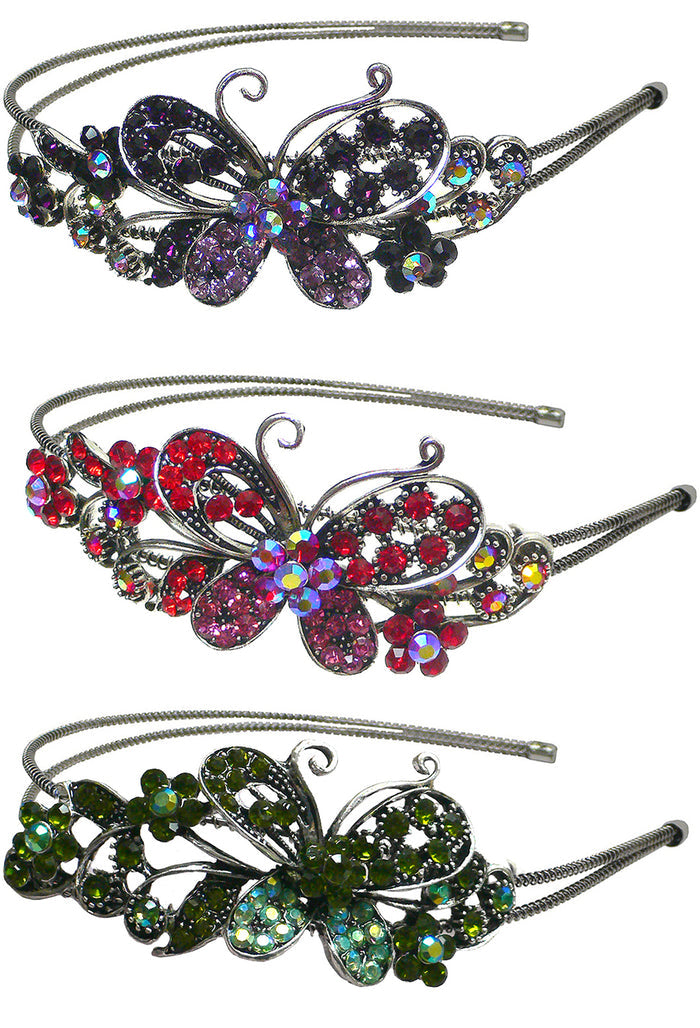 Set of 3 / jet brown crystal