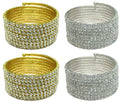 Set of 3&4 Bella Crystal Spiral Bracelets 8 Strands of Crystal Spirals Bridal, Parties 5614-3&4