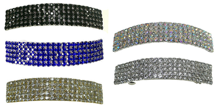 Set of 5 Bella Large Rectangular Bar Crystal Barrette Hair Clip,  U86900-0004-5