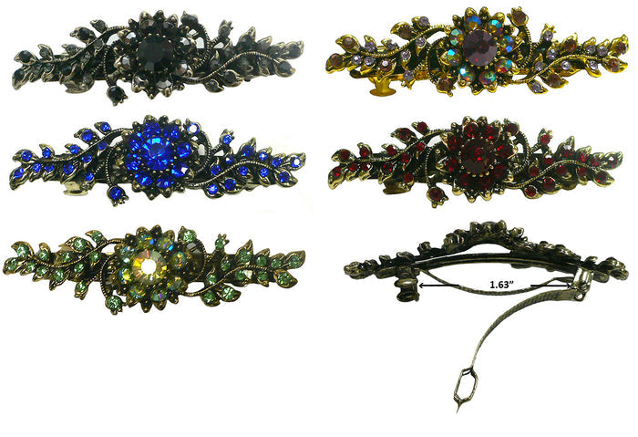 Set of 5 Mid Size Metal Crystal Sparkly Barrettes 5A86600-1-5