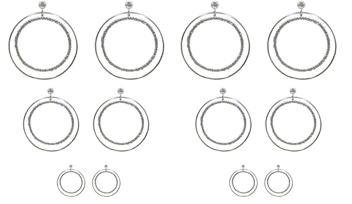 Set of 6 Brand jcgy Crystal Double Hoops Earrings Movement Earrings AD89800-8131-6