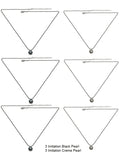 Set of 6 Necklace Silver Chain Imitation Pearl Pendant 85500-6