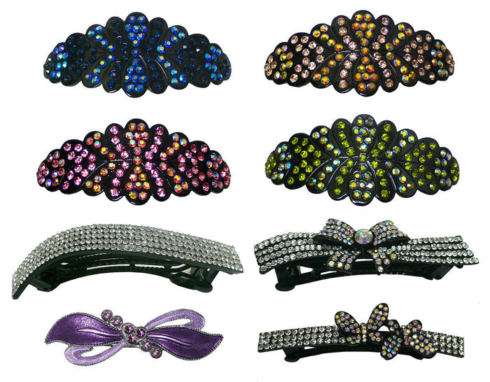 8 colors with ribbon barrette in purple