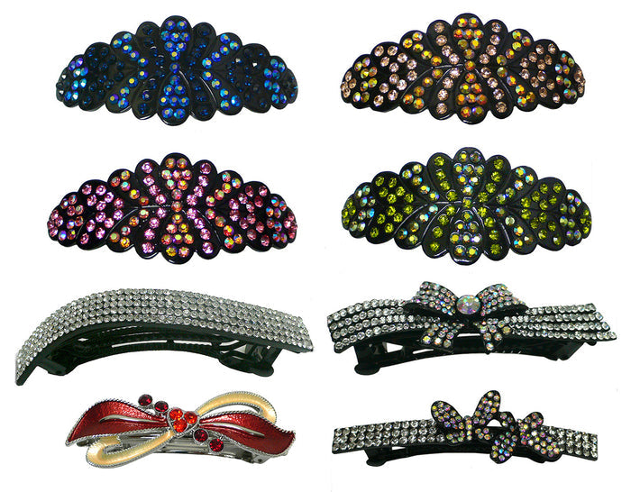 8 colors with ribbon barrette in red