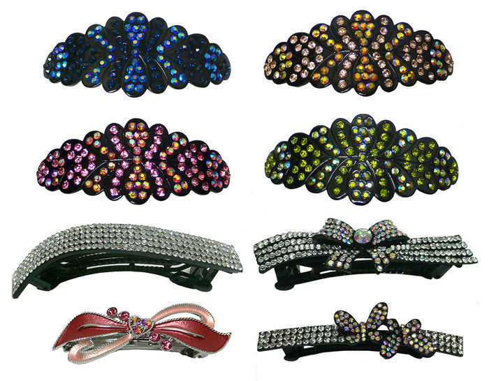 8 colors with ribbon barrette in rose