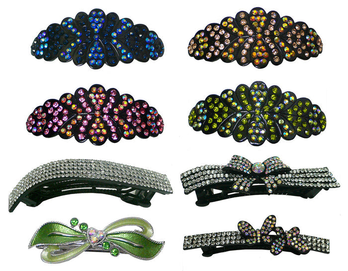 8 colors with ribbon barrette in green