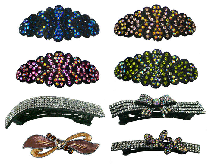 8 colors with ribbon barrette in brown