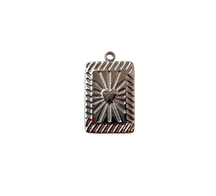 Silver Heart Ray Charm