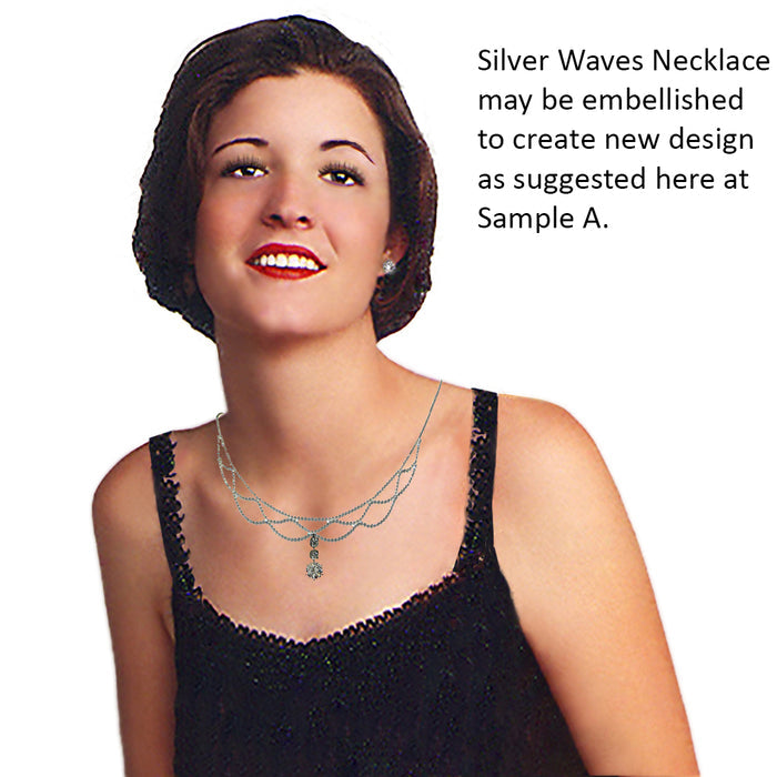 Silver Waves Necklace, Elegant to wear as is, Great for Embellishment to Create New Designs