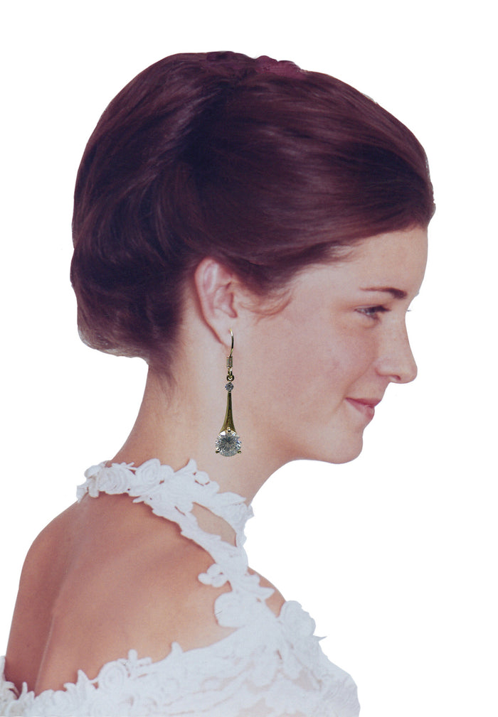 Small Dangle Earrings with Crystal Pendulum Pendant - YX89700-2