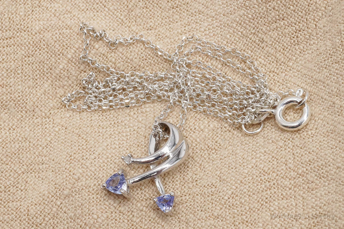 Tanzanite & Diamond 10K White Gold Over Sterling Silver Necklace 18"