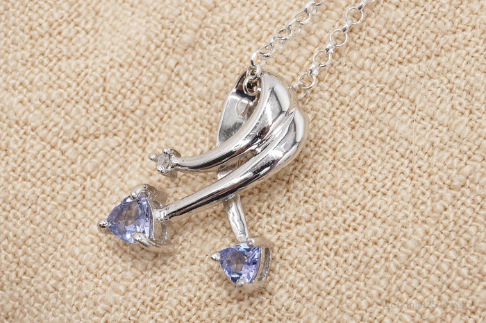 Tanzanite & Diamond 10K White Gold Over Sterling Silver Necklace 18"