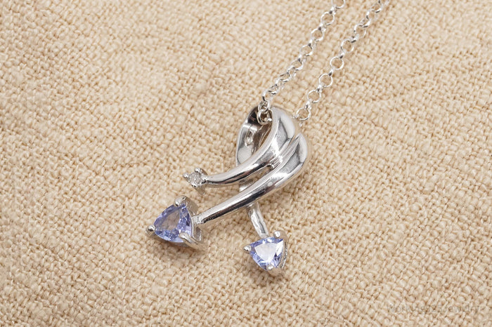 Tanzanite & Diamond 10K White Gold Over Sterling Silver Necklace 18"