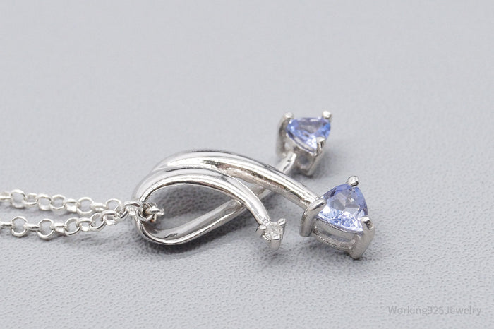Tanzanite & Diamond 10K White Gold Over Sterling Silver Necklace 18"