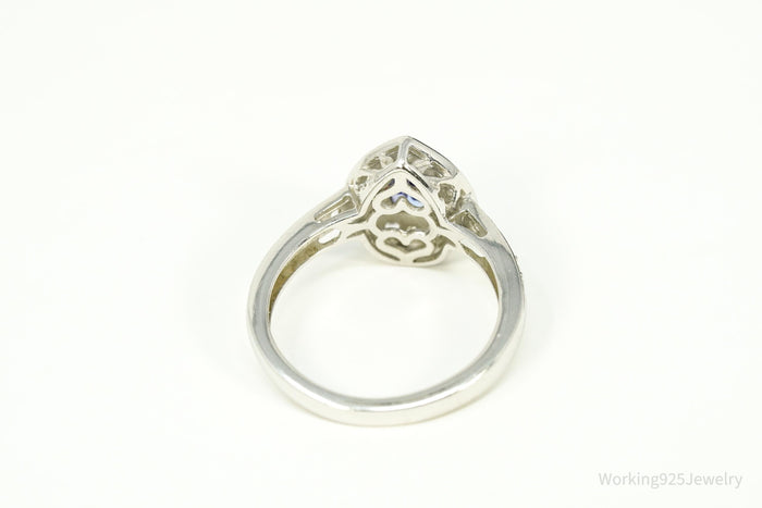Tanzanite & White Zircon Rhodium Over Sterling Silver Ring - Size 8