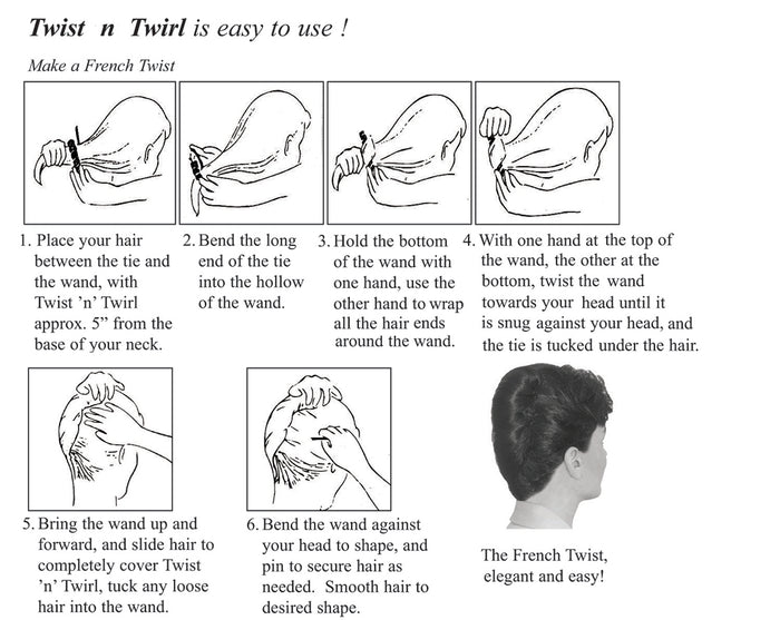 Twist n Twirl Hair Wand for French Twist Come in black, brown, blonde #79011-3