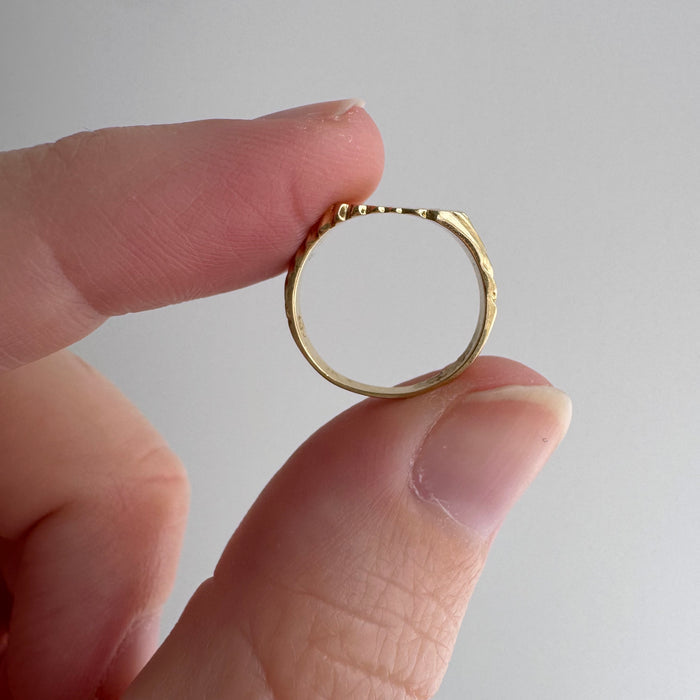 V I N T A G E // "EBG" OR "EBC" / 14k yellow gold tiny signet / baby child midi pinky ring / size 1.25-1.5