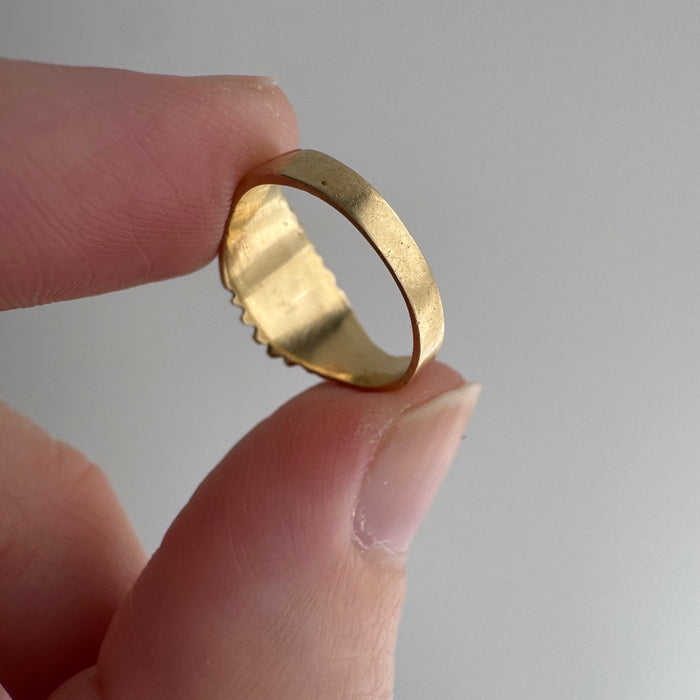V I N T A G E // "EBG" OR "EBC" / 14k yellow gold tiny signet / baby child midi pinky ring / size 1.25-1.5