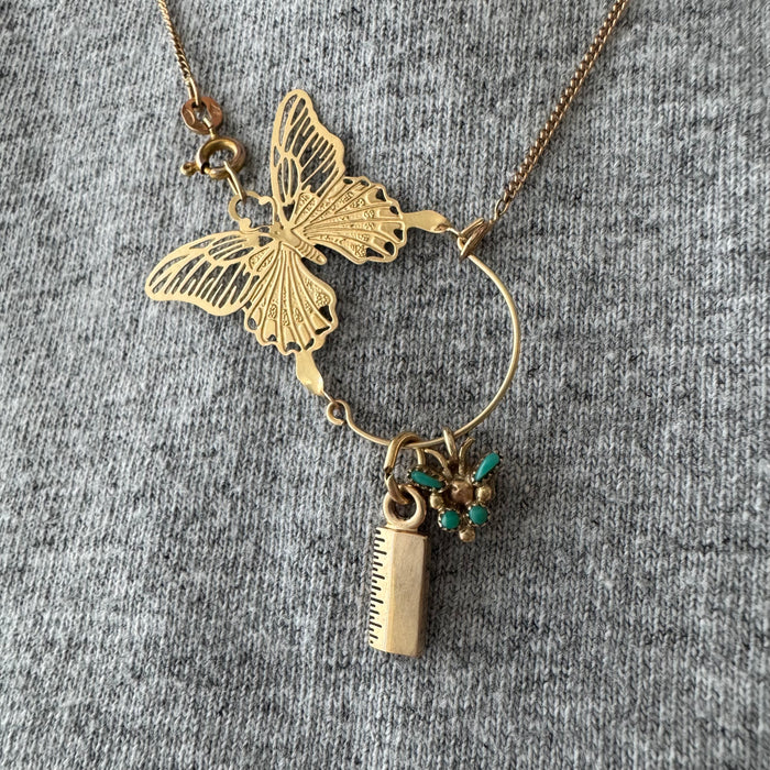 V I N T A G E // golden rule / 10k yellow gold dainty ruler charm / a service award pendant