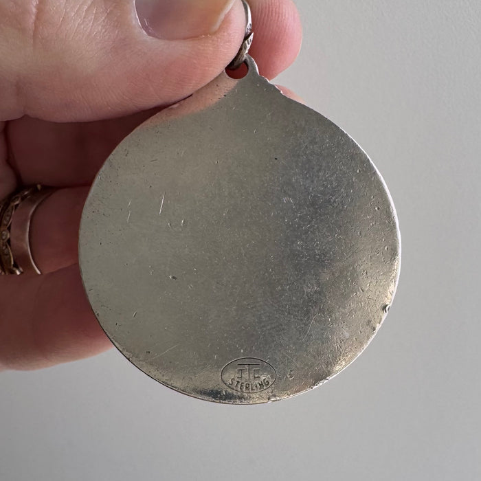 V I N T A G E // twin energy / sterling silver Gemini zodiac/ a large pendant