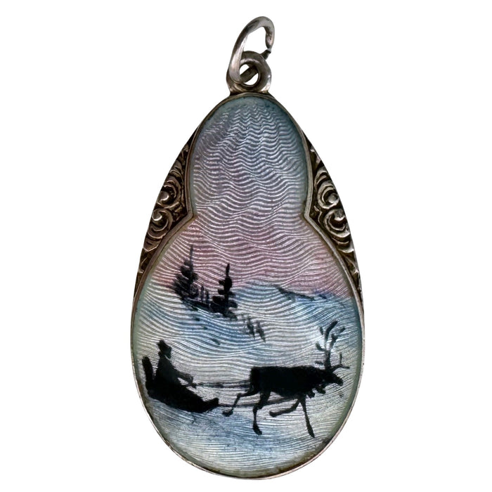 V I N T A G E // winter wonderland / sterling silver and enamel winter scene / a pendant
