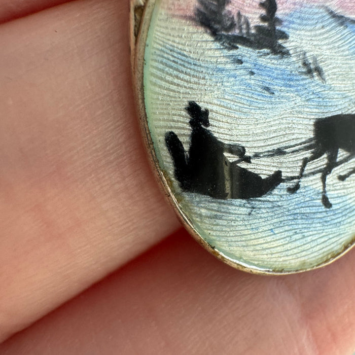 V I N T A G E // winter wonderland / sterling silver and enamel winter scene / a pendant