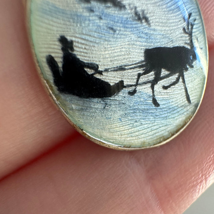 V I N T A G E // winter wonderland / sterling silver and enamel winter scene / a pendant
