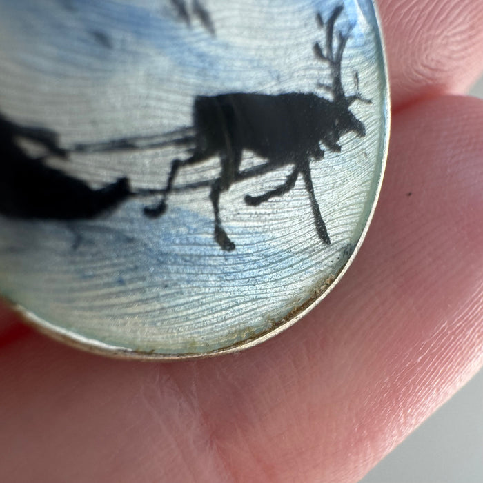 V I N T A G E // winter wonderland / sterling silver and enamel winter scene / a pendant