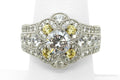 Vanna K "Platineve" White & Yellow Cubic Zirconia 18K Yellow Gold Sterling Silver Ring -SZ 7.25