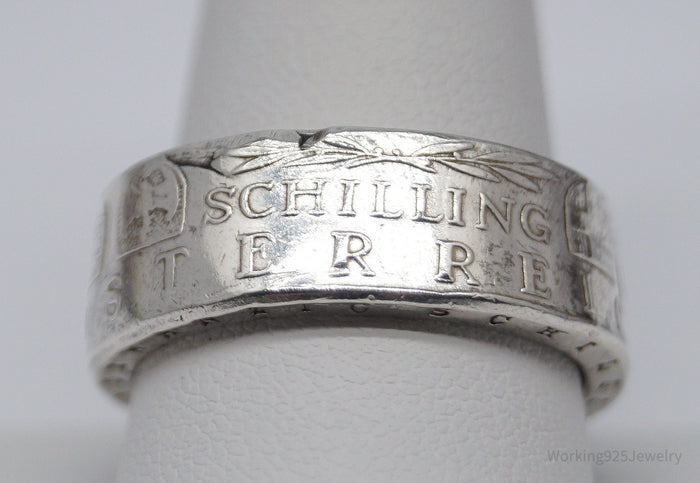 Vintage 1958 Austria Schilling Silver Coin Ring - Size 11.5