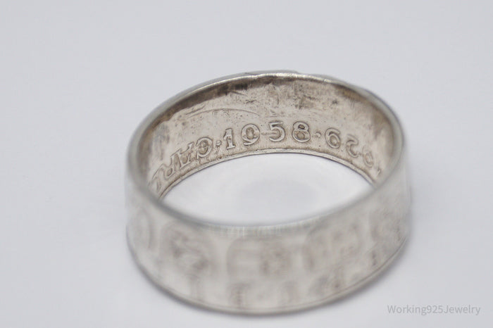 Vintage 1958 Austria Schilling Silver Coin Ring - Size 11.5