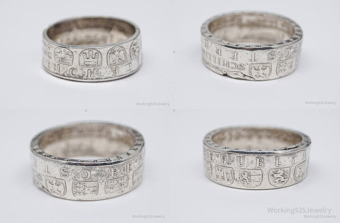 Vintage 1958 Austria Schilling Silver Coin Ring - Size 11.5