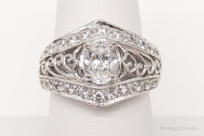 Vintage ADI Cubic Zirconia Sterling Silver Ring Size 7.75