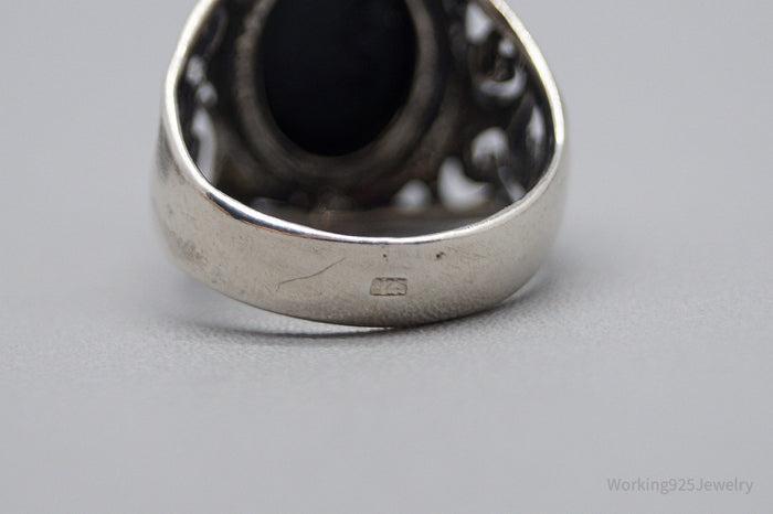 Vintage Amber Sterling Silver Ring - Size 5.25