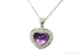 Vintage Amethyst & Cubic Zirconia Sterling Silver Heart Chain Necklace 20"